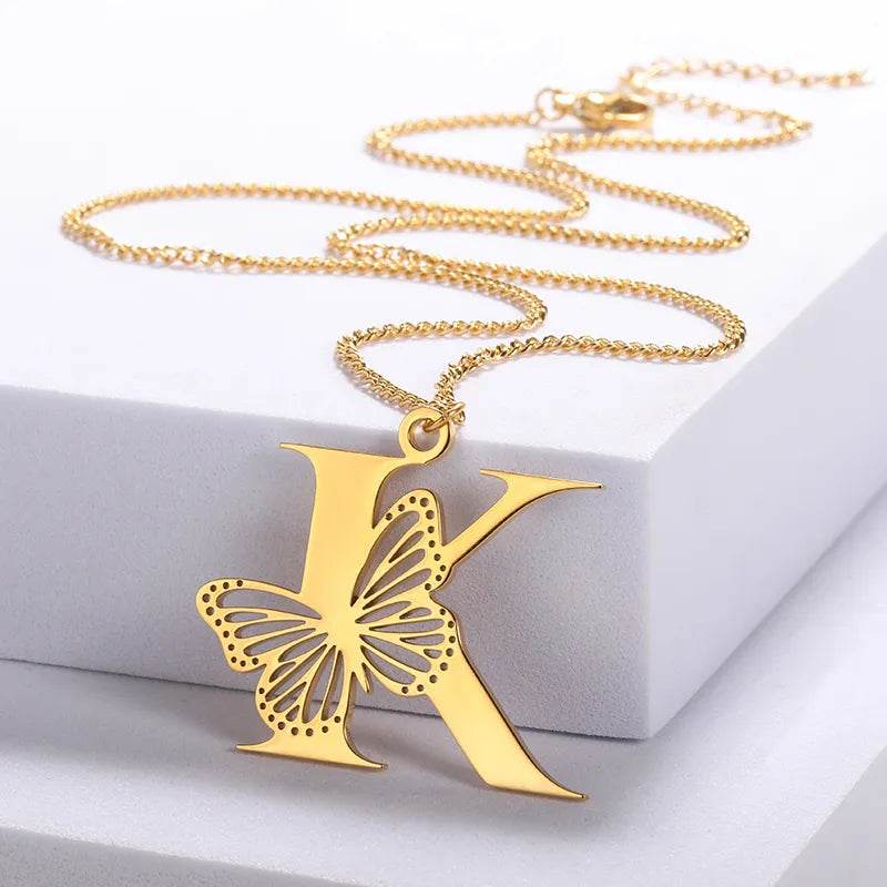 Butterfly Initial Pendant Necklace Vox Megastore