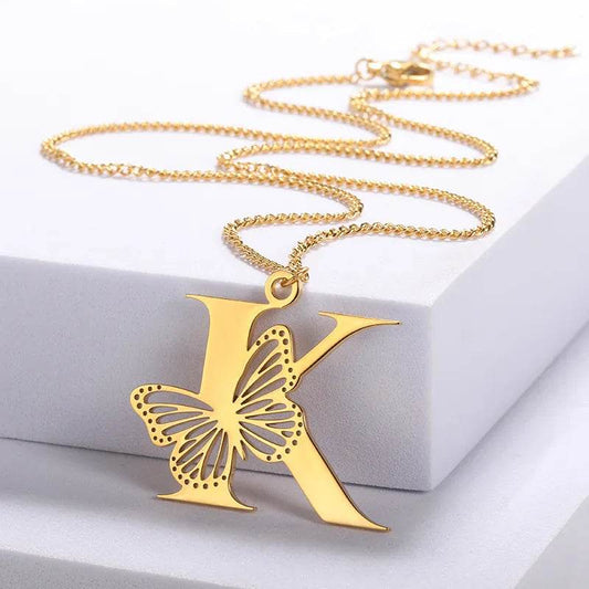 Butterfly Initial Pendant Necklace Vox Megastore