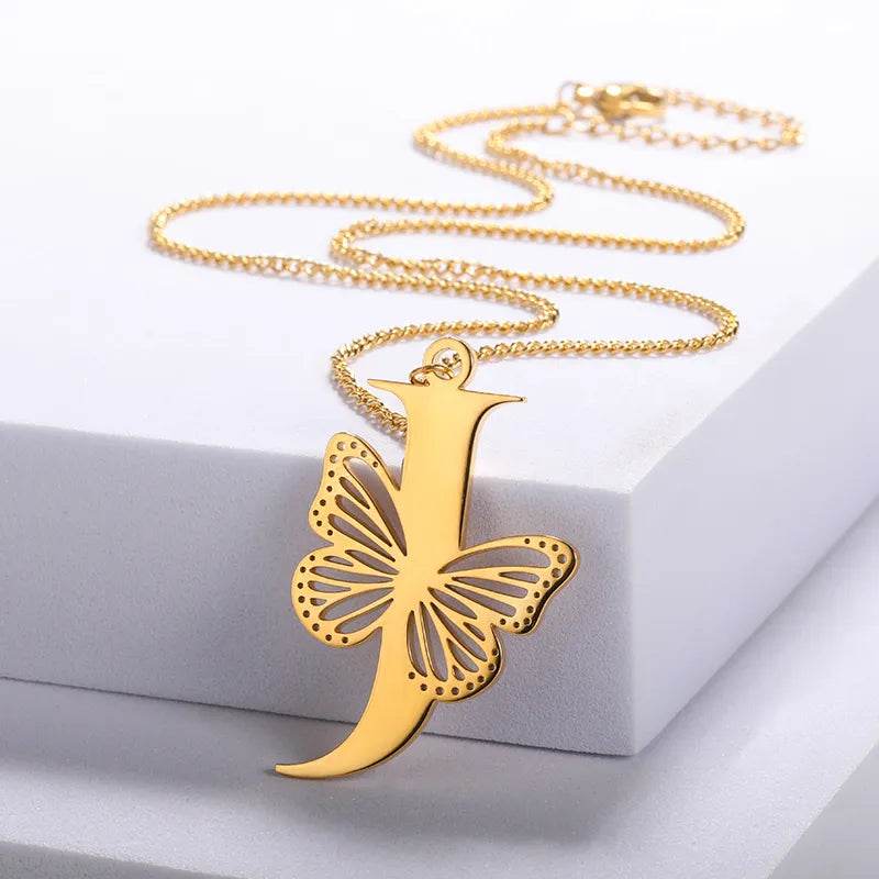Butterfly Initial Pendant Necklace Vox Megastore