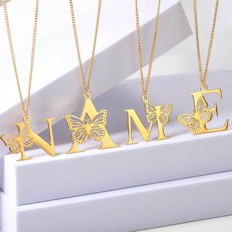 Butterfly Initial Pendant Necklace Vox Megastore