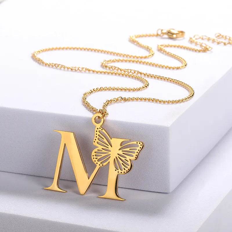 Butterfly Initial Pendant Necklace Vox Megastore