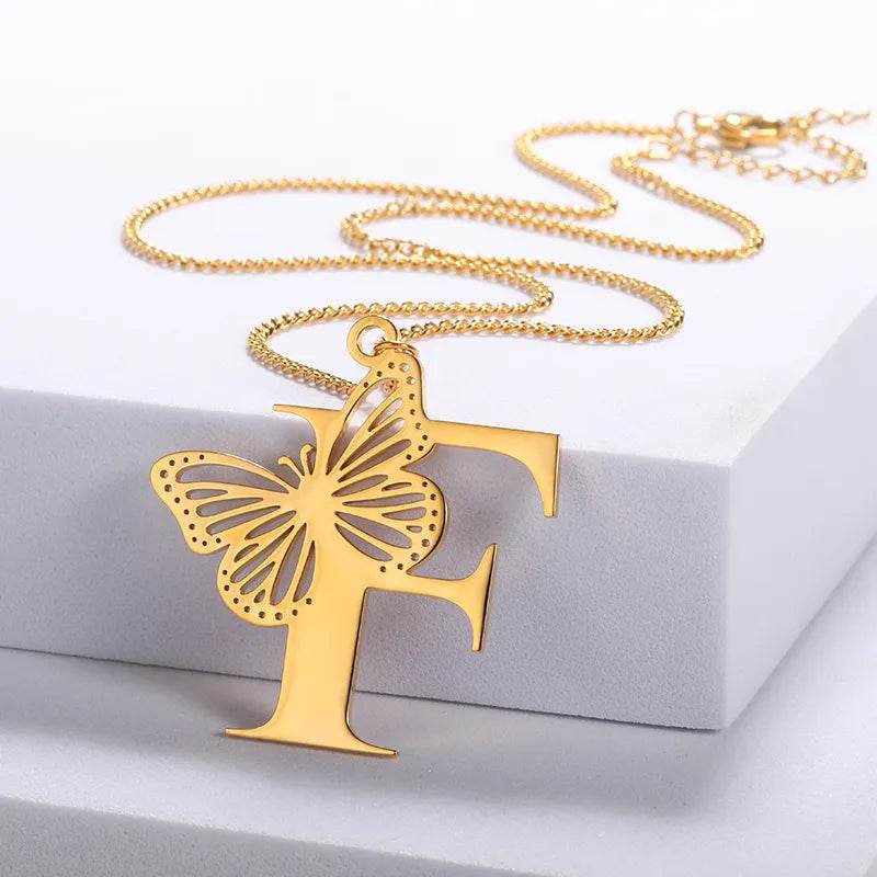 Butterfly Initial Pendant Necklace Vox Megastore