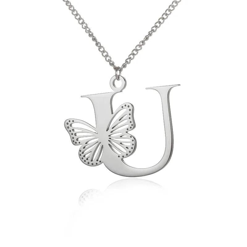 Butterfly Initial Pendant Necklace Vox Megastore