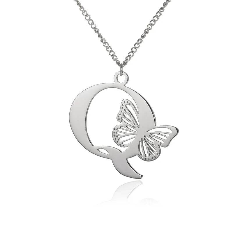Butterfly Initial Pendant Necklace Vox Megastore
