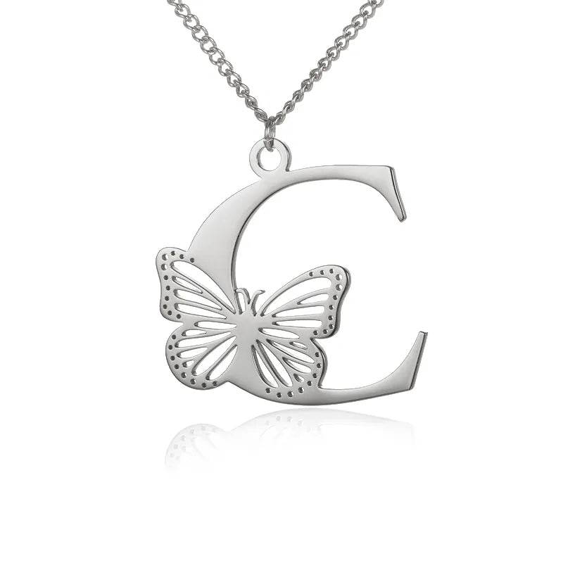 Butterfly Initial Pendant Necklace Vox Megastore