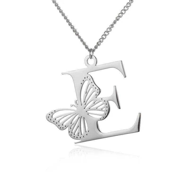 Butterfly Initial Pendant Necklace Vox Megastore