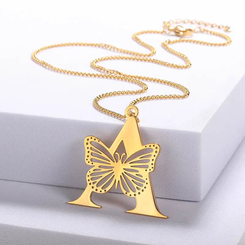 Butterfly Initial Pendant Necklace Vox Megastore