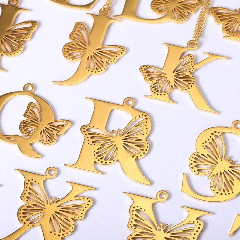 Butterfly Initial Pendant Necklace Vox Megastore