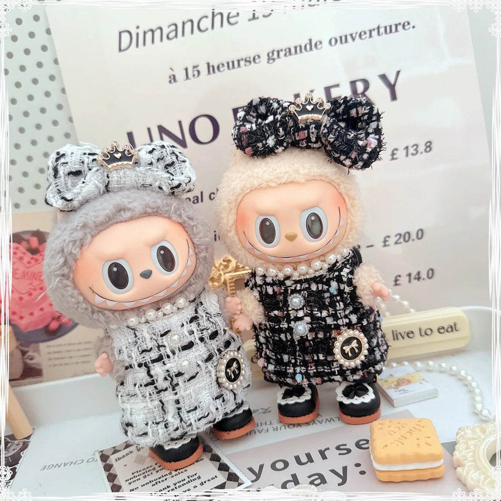 Elegant Labubu Doll Outfit – Pearl Necklace Dress, Bow & Shoe Set - Vox Megastore  