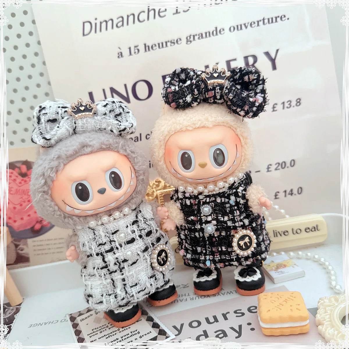 Elegant Labubu Doll Outfit – Pearl Necklace Dress, Bow & Shoe Set - Vox Megastore  