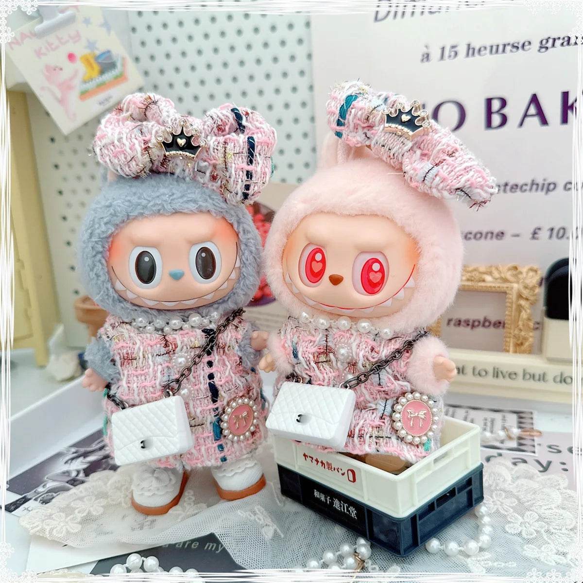 Elegant Labubu Doll Outfit – Pearl Necklace Dress, Bow & Shoe Set - Vox Megastore  