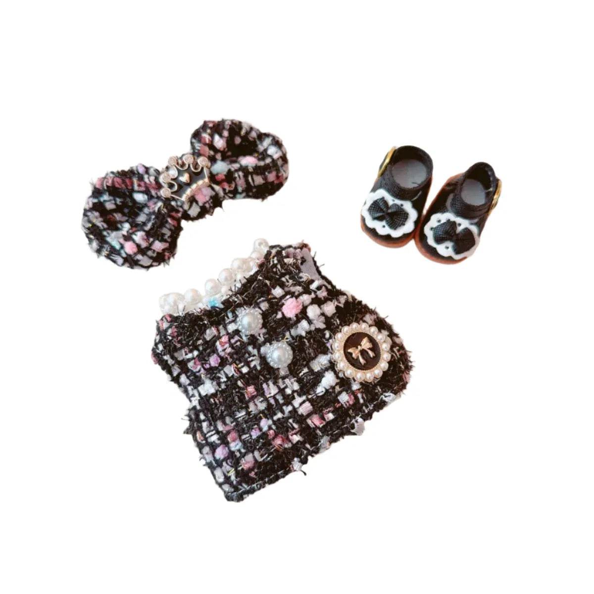 Elegant Labubu Doll Outfit – Pearl Necklace Dress, Bow & Shoe Set - Vox Megastore  