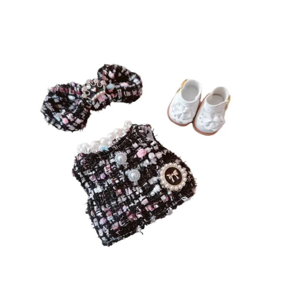 Elegant Labubu Doll Outfit – Pearl Necklace Dress, Bow & Shoe Set - Vox Megastore  