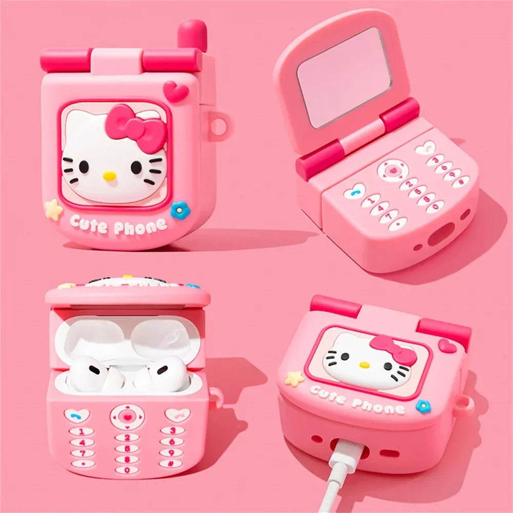 Kitty Flip Phone AirPods Case With Mirror - Vox Megastore  