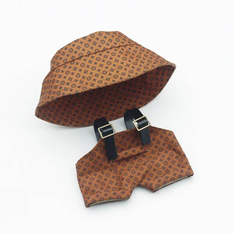 Luxury LV Labubu Doll Outfit – Monogram Onesie & Bucket Hat Set - Vox Megastore  