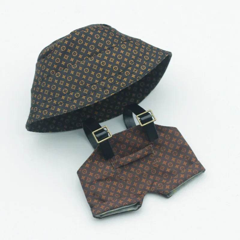 Luxury LV Labubu Doll Outfit – Monogram Onesie & Bucket Hat Set - Vox Megastore  