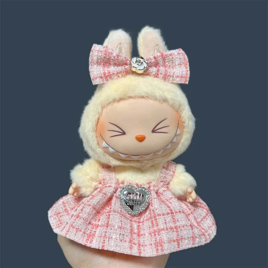 labubu pink dress Outfit and Bow Poéselle Women's Grey Plaid Color:French Violet Turn your 17 cm MO_NO