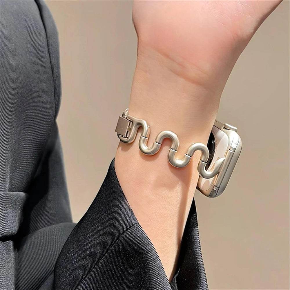 Irregular Wave Metal Apple Watch Strap - Vox Megastore