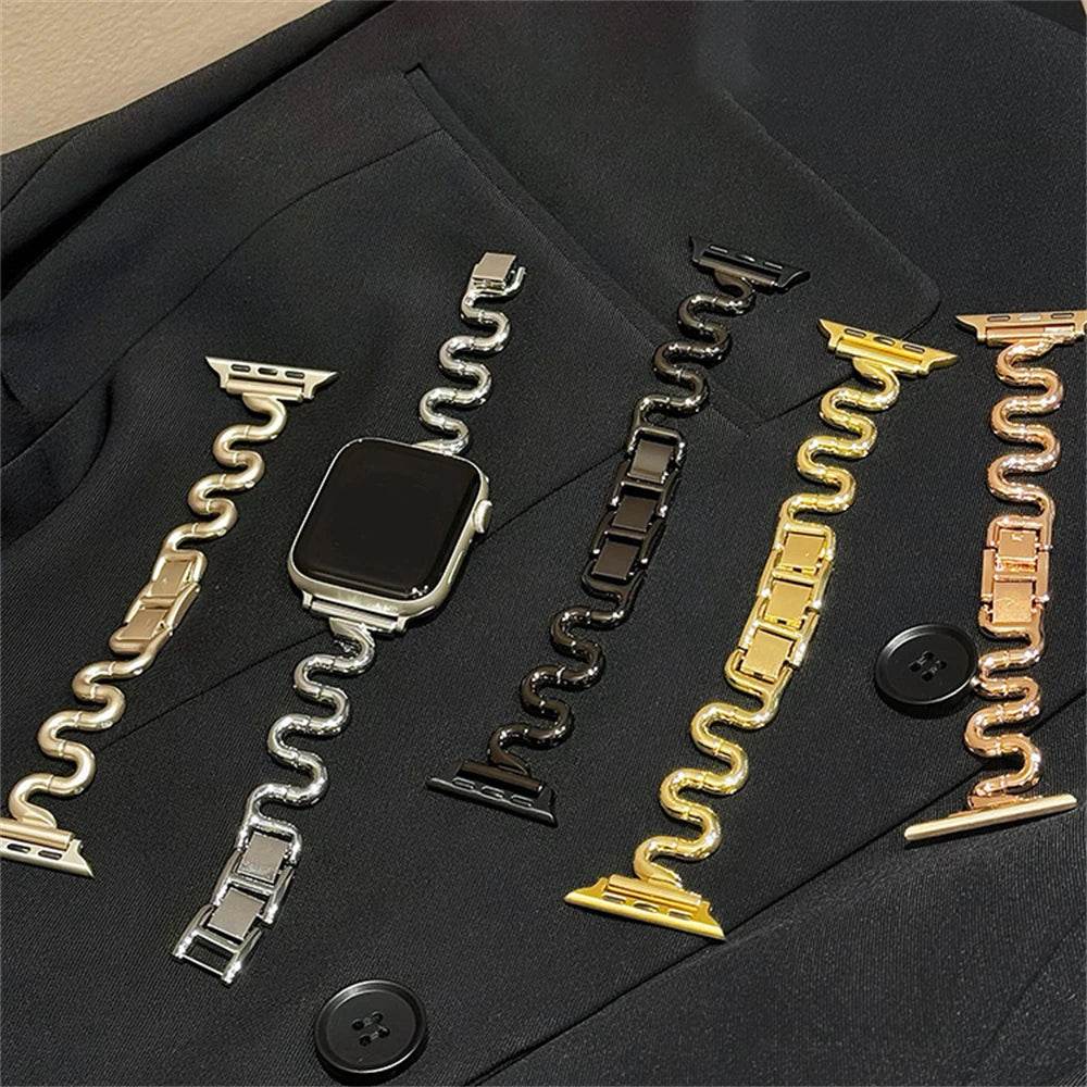 Irregular Wave Metal Apple Watch Strap - Vox Megastore