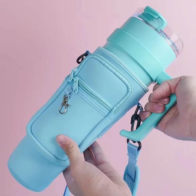 Water Bottle Holder Sleeve for 40oz Stanley Quencher with Shoulder Strap - Vox Megastore  