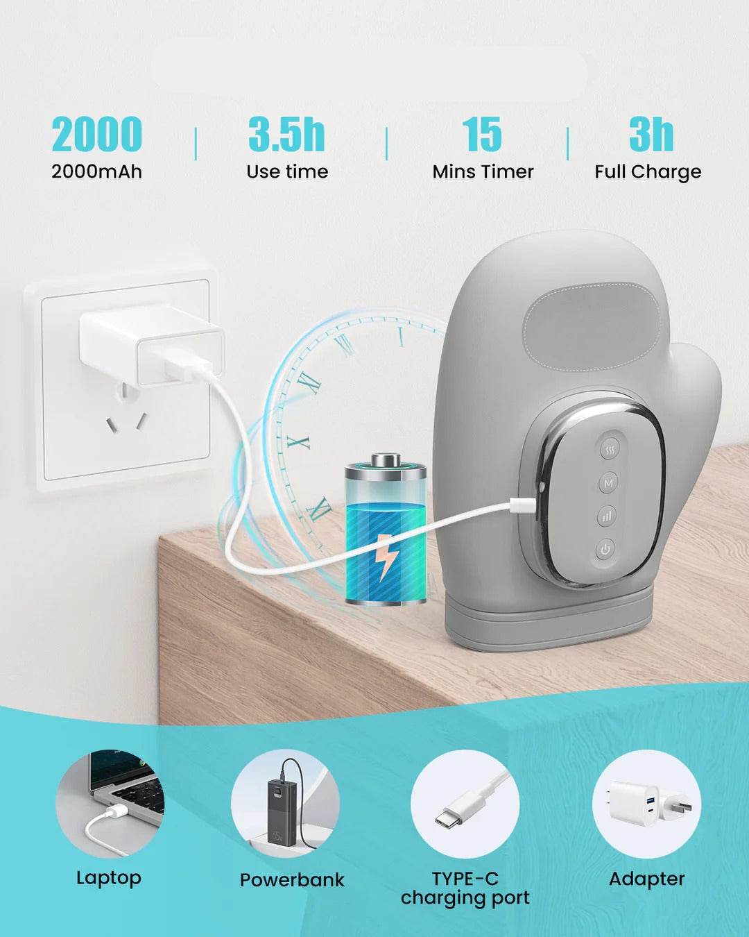 Wireless Hand Massager with Heat & Compression | Cordless