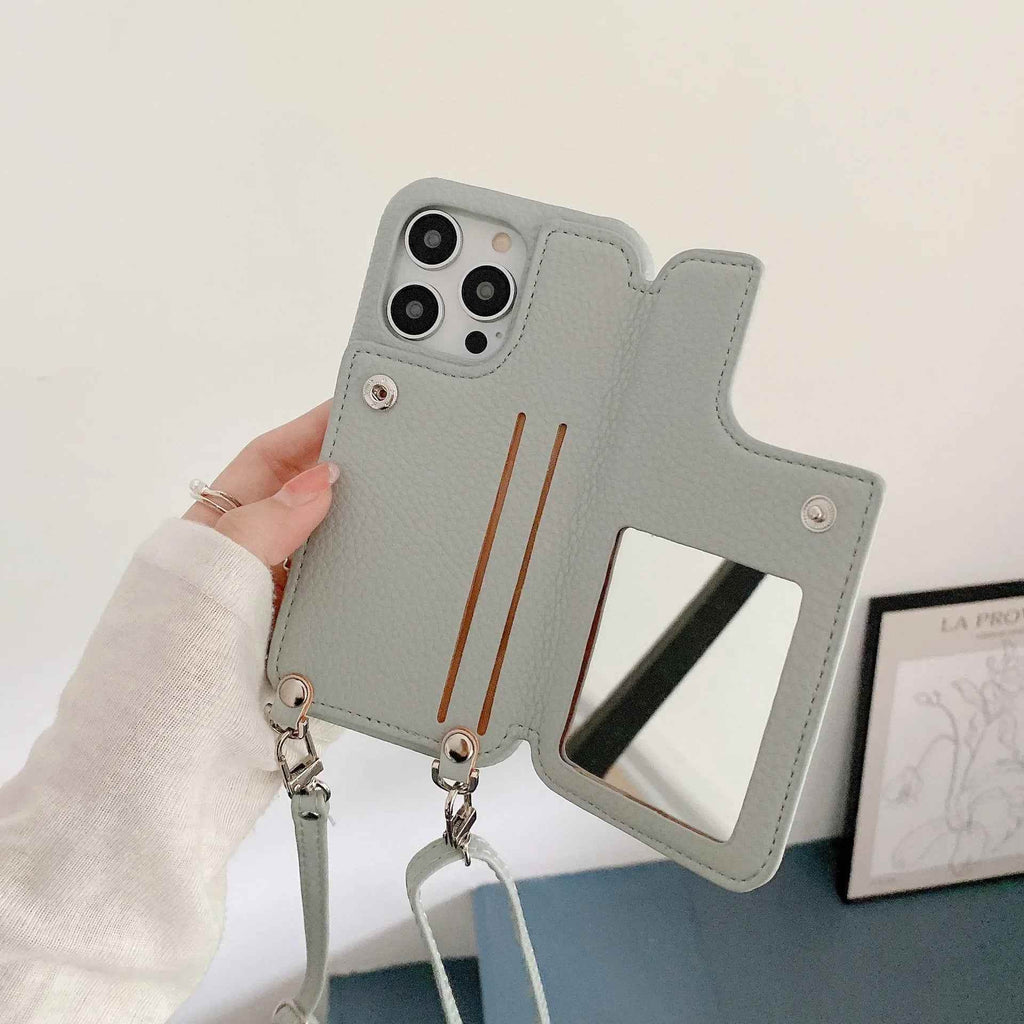 Zipper Wallet Mirror Lanyard iPhone Case Vox Megastore