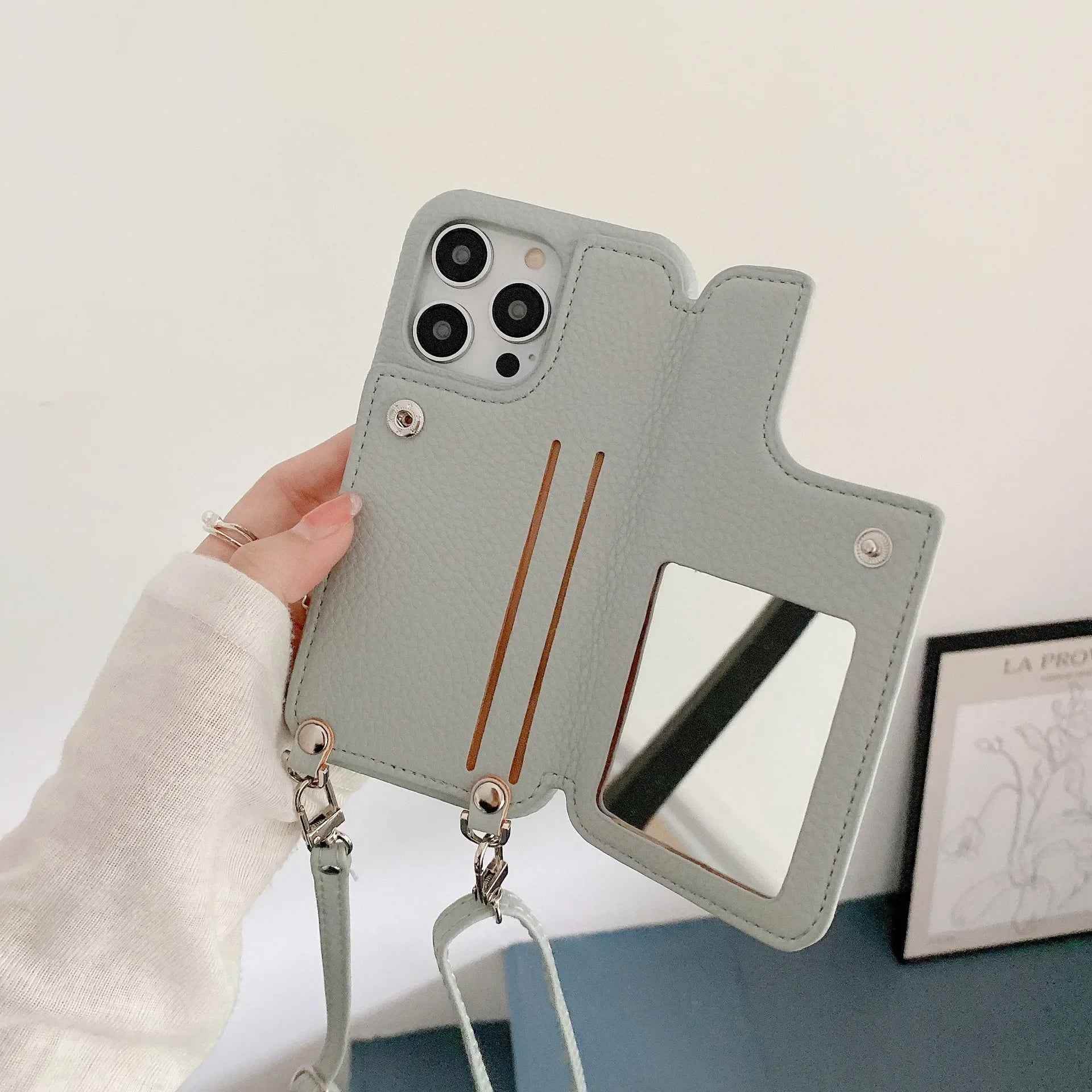 Zipper Wallet Mirror Lanyard iPhone Case Vox Megastore